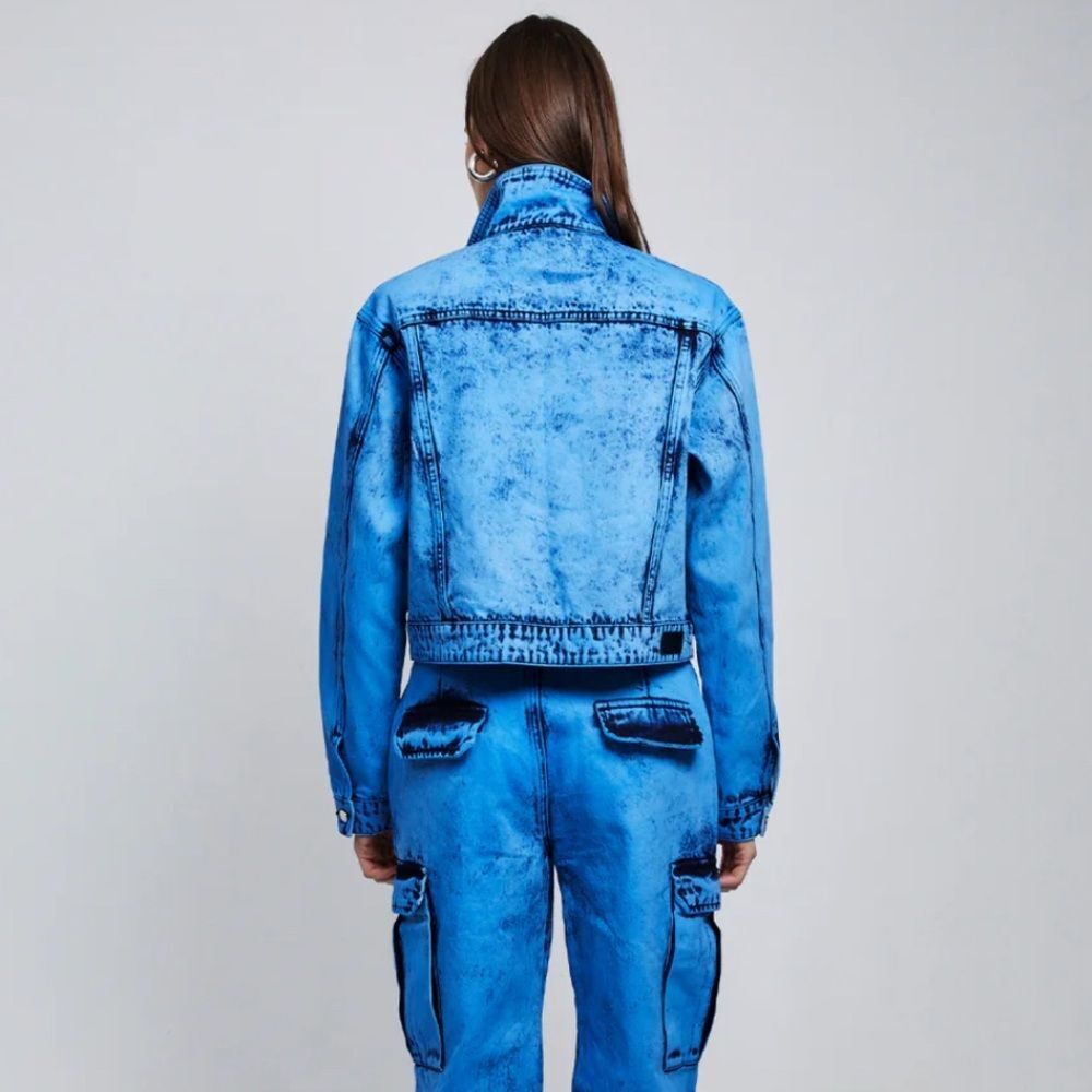 NWT RtA Blue Acid Wash Denim Jacket - Picture 3 of 5